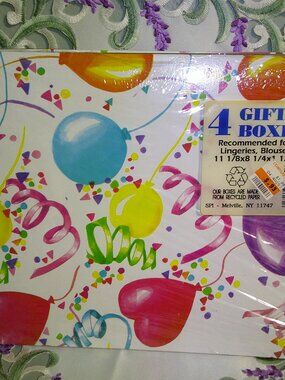 Vintage Gift Boxes Set of 3 Balloon Themed NIP